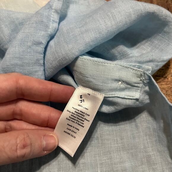 Talbots Women's 100% Linen Ombre Pop Over Roll Tab Tunic Blouse Sz 1X Beachy - Picture 7 of 7